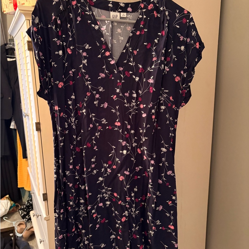 GAP Navy Dress with Pink and White Floral Pattern